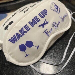 First Class Sleeping Mask (White w/ Blue Font)